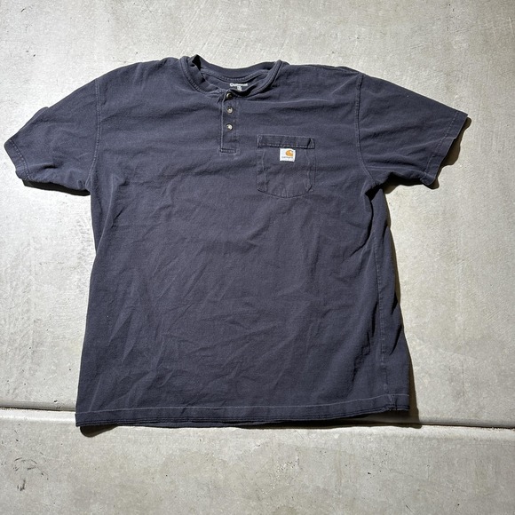 Carhartt Other - Carhartt Shirt Mens XLT Tall Black‎ Henley Pocket Work T-Shirt Cotton K84 BLK